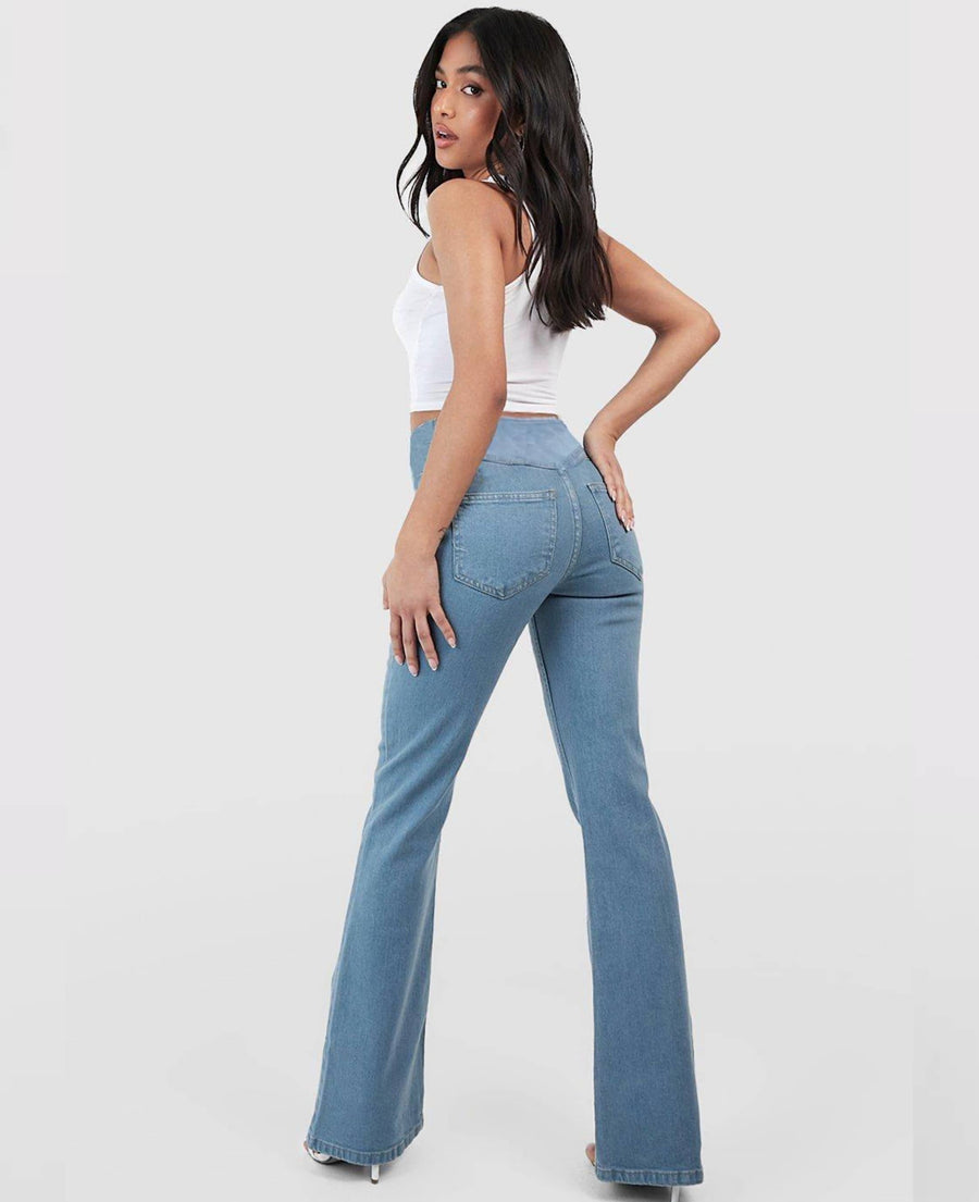 Calça Jeans de Cintura Alta Cruzada Premium