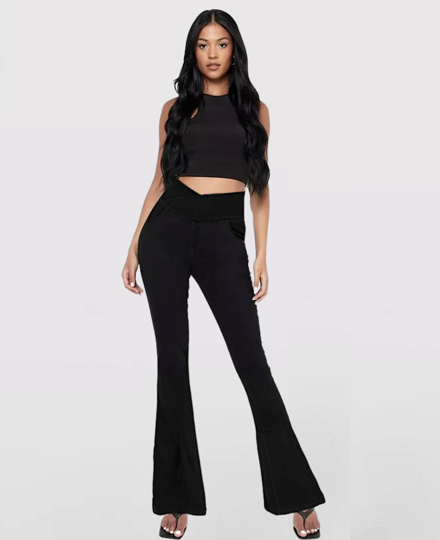 Calça Jeans de Cintura Alta Cruzada Premium