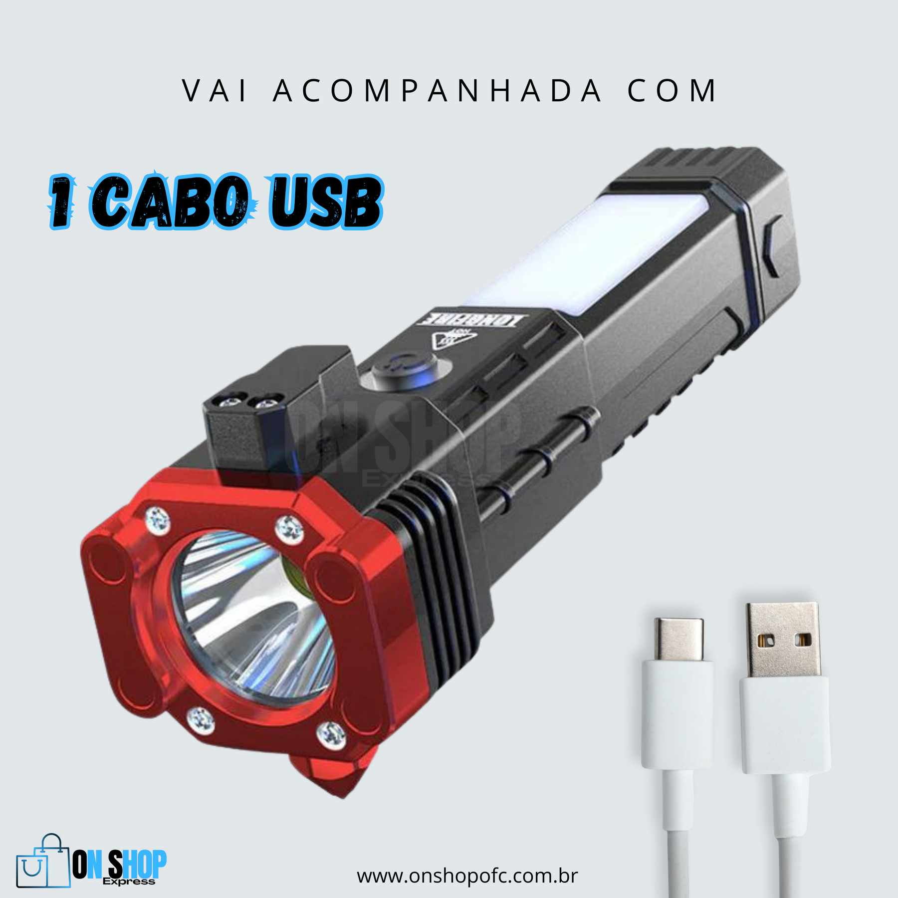 Lanterna Tática Multifuncional 4 em 1