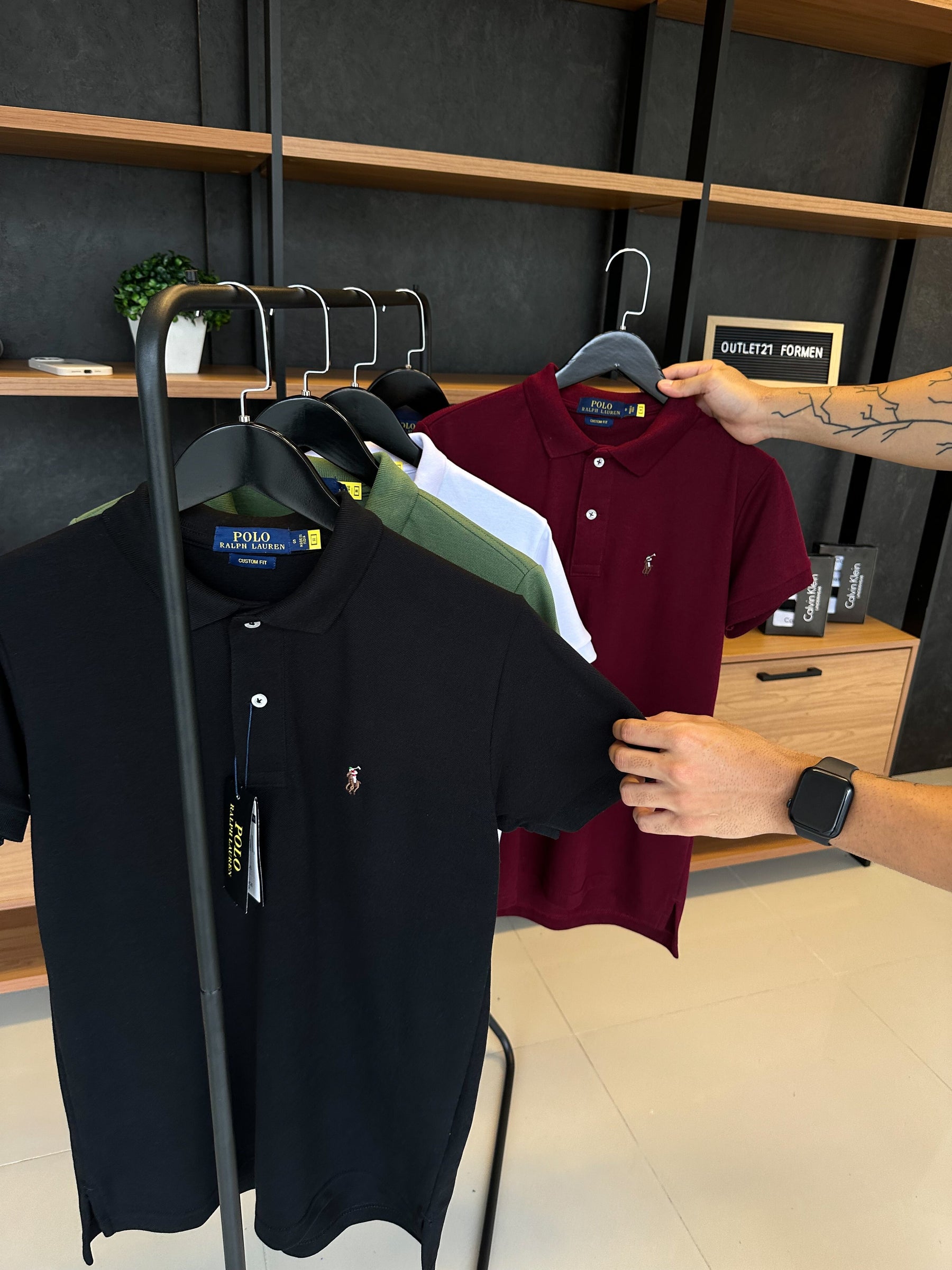 Polo Ralph. Musculina Custom Fit Cinza Logo Colors