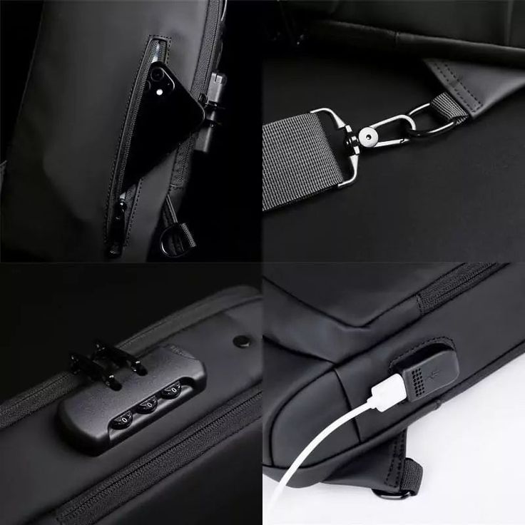 Bolsa Impermeável Antifurto Com Carregamento USB - Fibra de Carbono