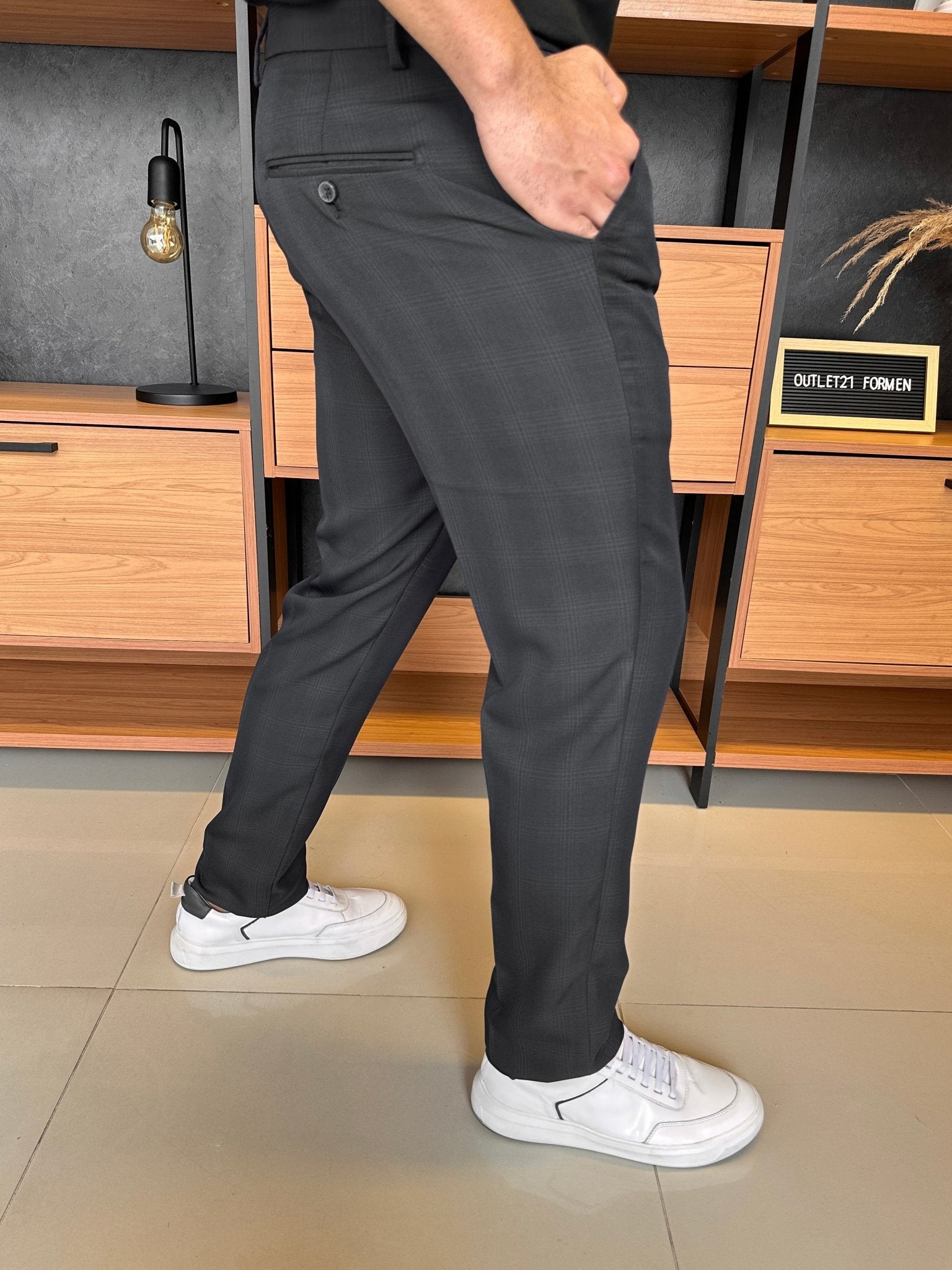 Calça London Alfaitaria Xadrez Chumbo
