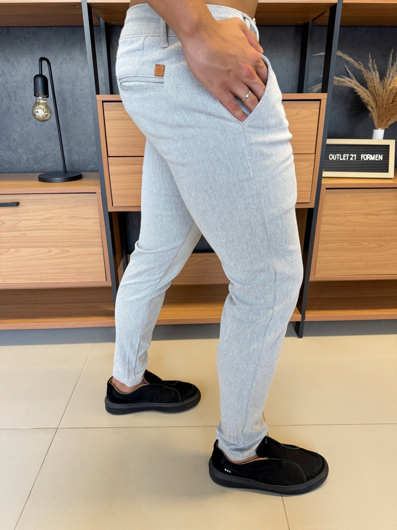 Calça Milano Alfaitaria Cinza Nobre Texturizada