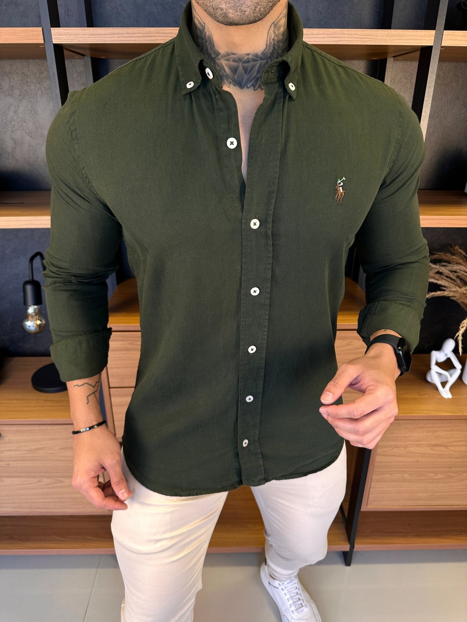 Camisa Polo Ralph. Verde Musgo Sarja Logo Colors