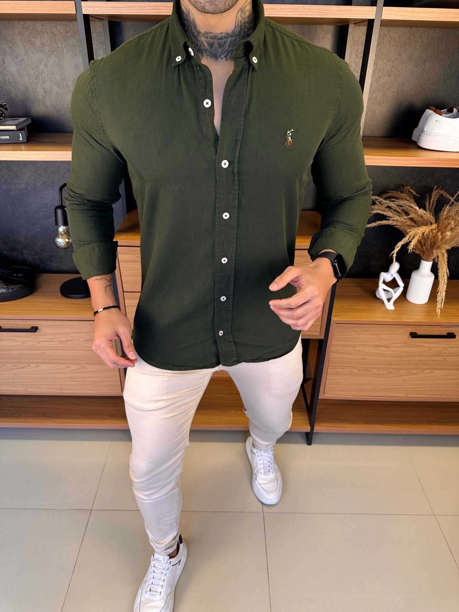 Camisa Polo Ralph. Verde Musgo Sarja Logo Colors