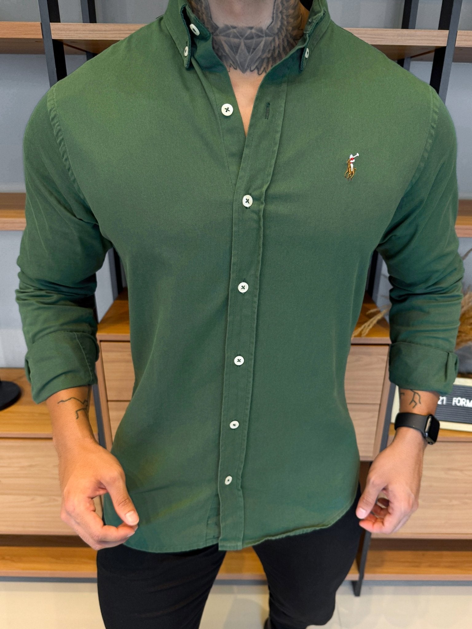 Camisa Polo Ralph. Verde Oxford Logo Colors