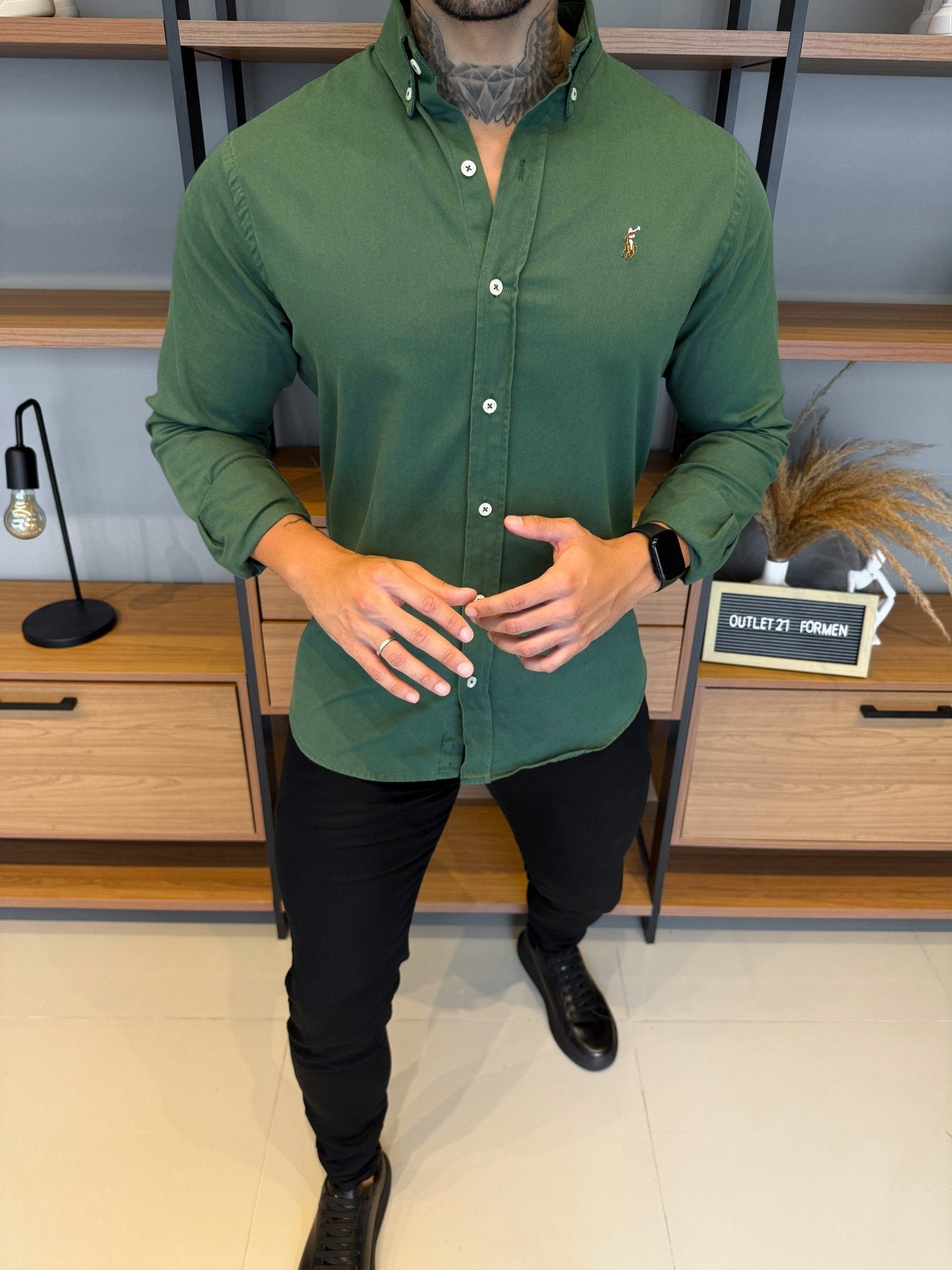 Camisa Polo Ralph. Verde Oxford Logo Colors