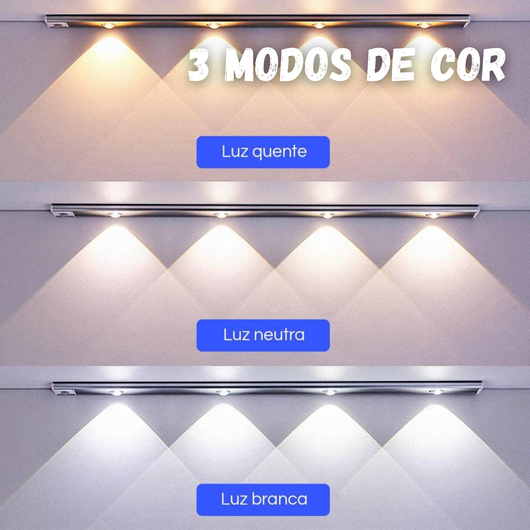 Luminária Recarregável com Sensor de Movimento (COMPRE 1 LEVE 2)