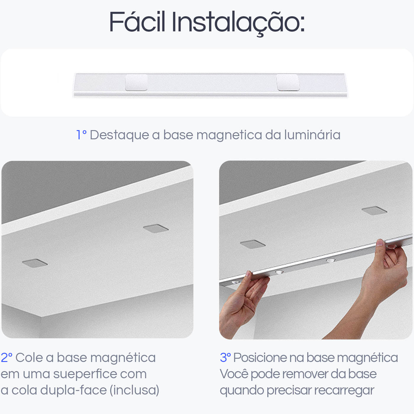 Luminária Recarregável com Sensor de Movimento (COMPRE 1 LEVE 2)