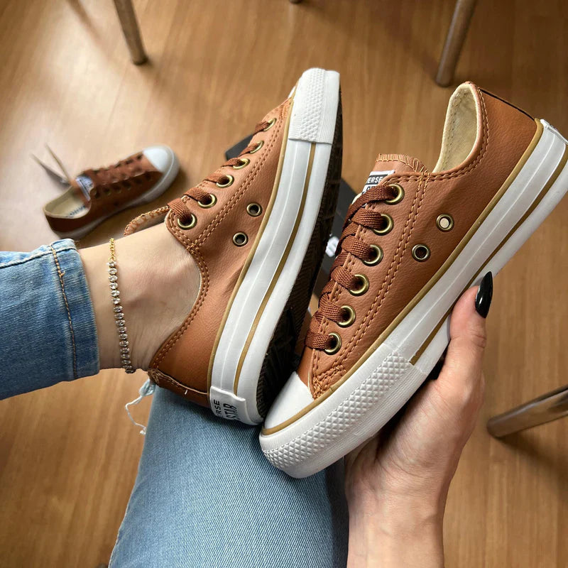 Tênis Casual Feminino All Star Caramelo em Couro Premium