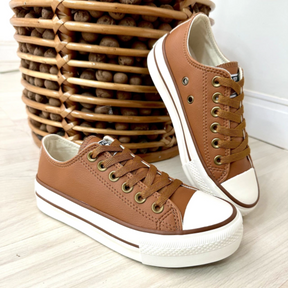 Tênis Casual Feminino All Star Caramelo em Couro Premium