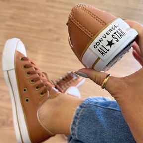 Tênis Casual Feminino All Star Caramelo em Couro Premium