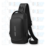 Bolsa Impermeável Antifurto Com Carregamento USB - Fibra de Carbono