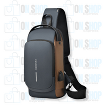 Bolsa Impermeável Antifurto Com Carregamento USB - Fibra de Carbono
