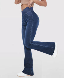 Calça Jeans de Cintura Alta Cruzada Premium