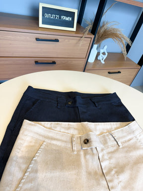 Calça Linho Alfaitaria Bege