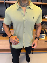 Camisa Polo Ralph. Manga Curta Verde Logo Verde Musgo