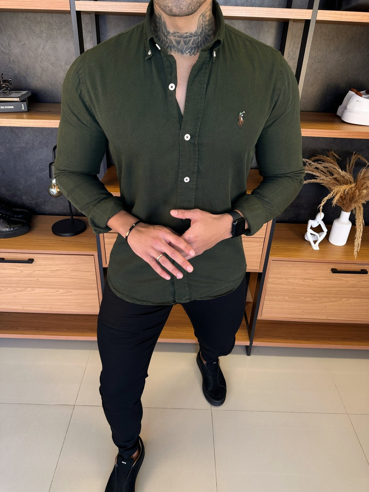 Camisa Polo Ralph. Verde Musgo Sarja Logo Colors