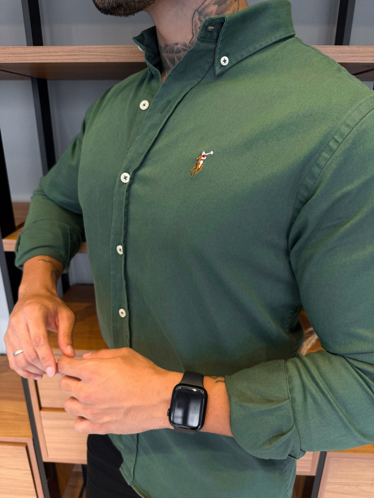 Camisa Polo Ralph. Verde Oxford Logo Colors