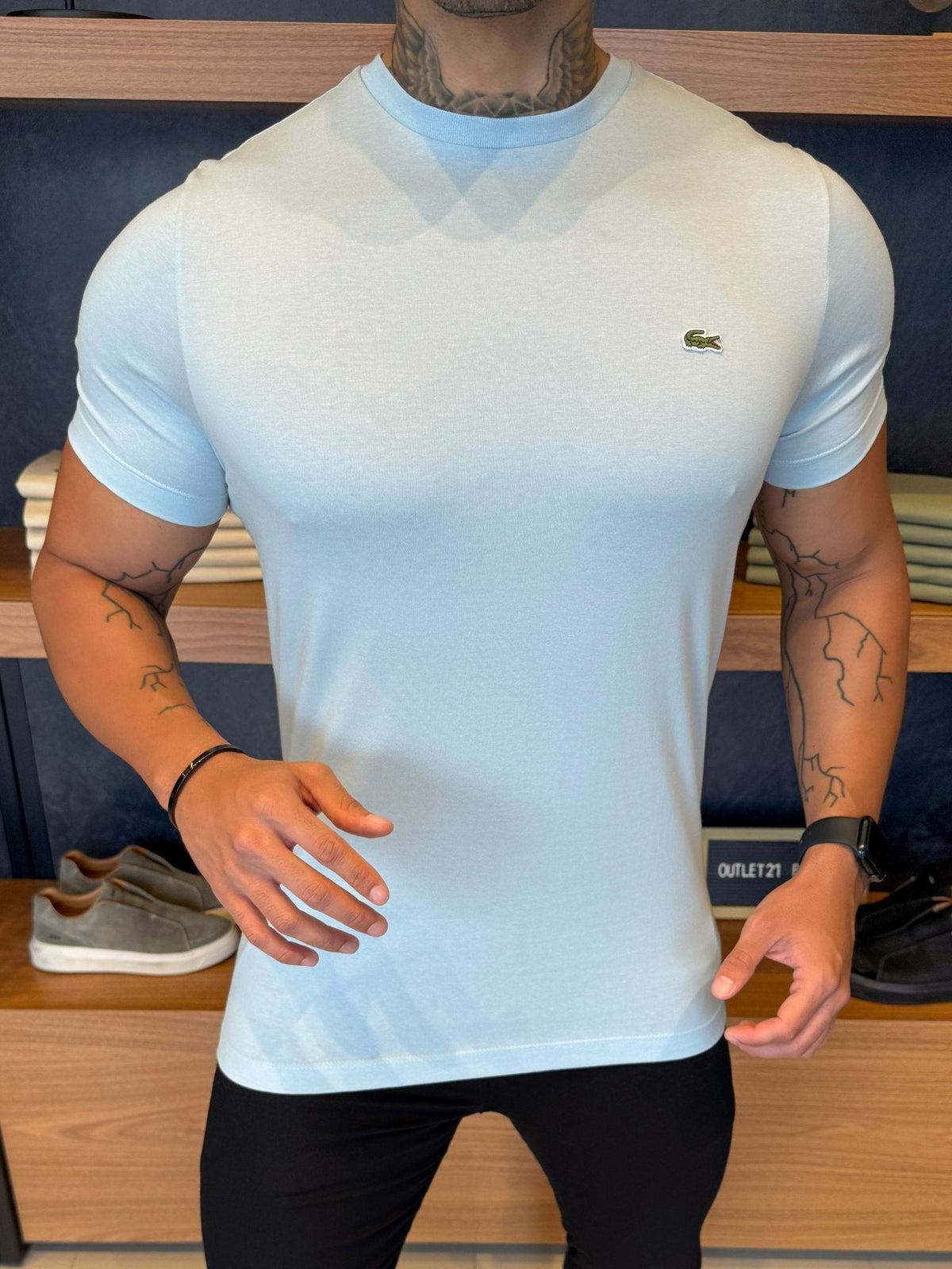 Camiseta Lacoste Pima Cotton Azul Claro