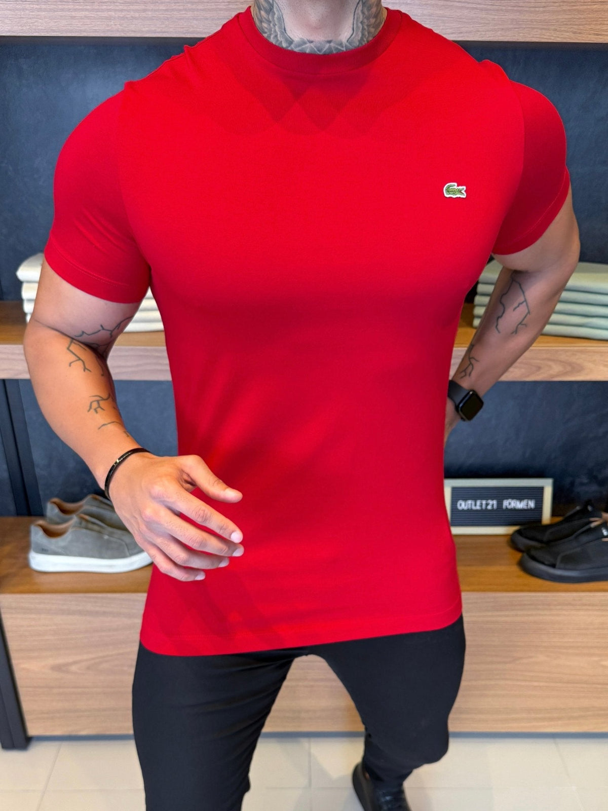 Camiseta Lacoste Pima Cotton Vermelha
