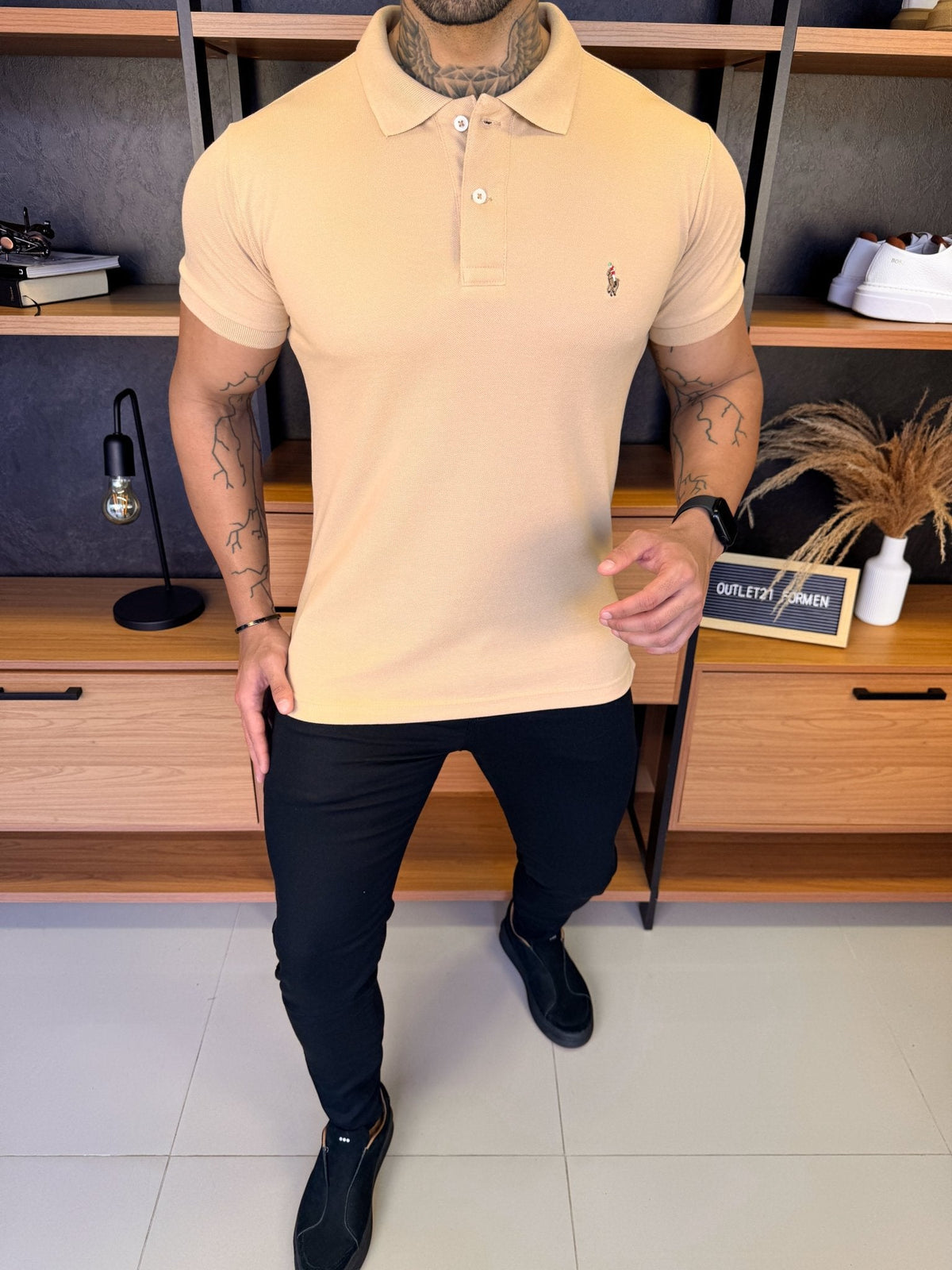 Polo Ralph. Custom Fit Bege Logo Colors