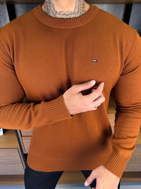 Suéter Tricot Tommy H. Clássico Marrom