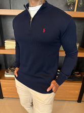 Suéter Zíper Tricot Polo Ralph. Marinho