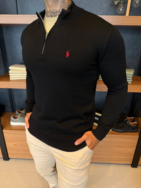 Suéter Zíper Tricot Polo Ralph. Preto
