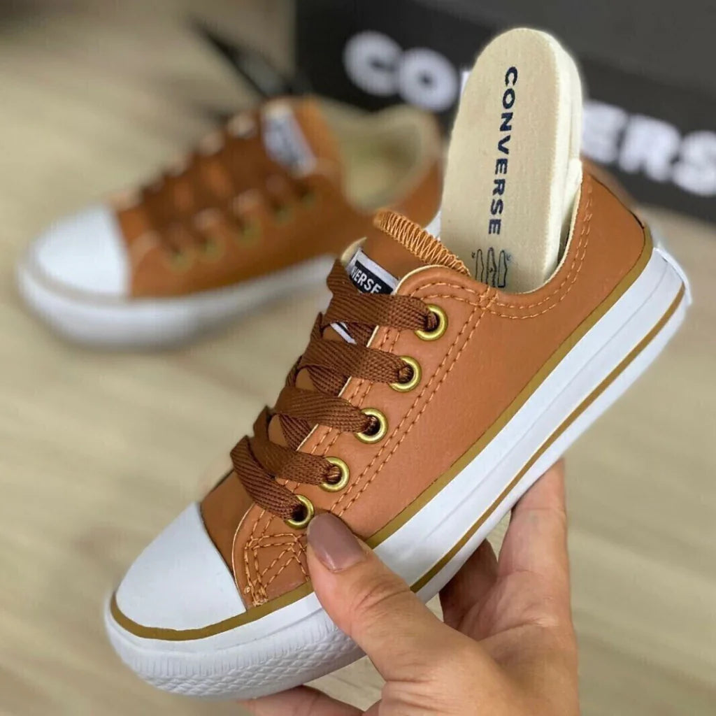 Tênis Casual Feminino All Star Caramelo em Couro Premium